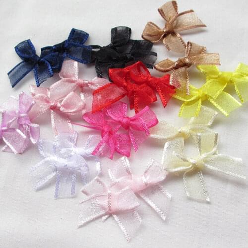 U PICK 30PCS/lot 30*30MM 11 color Organza Ribbon Flowers Bows Wedding Craft Appliques Deco