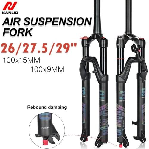 MANLIO MATE 26/27.5/29er MTB Bicycle Supension Fork Air Pressure Rebound Adjustment Bicycle Oil Gas Fork Manual Remote Lockout