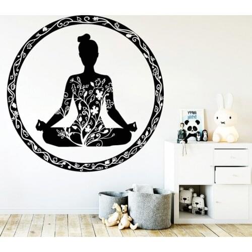 Vinyl Wall Decal Yoga Meditation Home Decoration Bedroom Stickers Circle Ornament Buddhism Mural O37