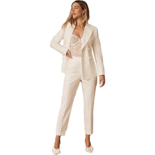 High Quility Suit Jacket Loose Streetwear Women Spring Summer Double Breasted 2021 Elegant Chic Wedding Blazer 2 Pieces