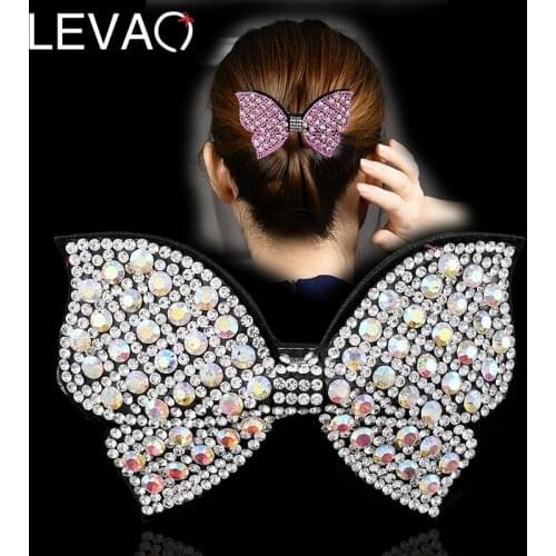 LEVAO Full Rhinestone Butterfly Shape Hairpins Elegant Ladies Flower Bowknot Hair Clip Barrettes Clips Hair Accessories