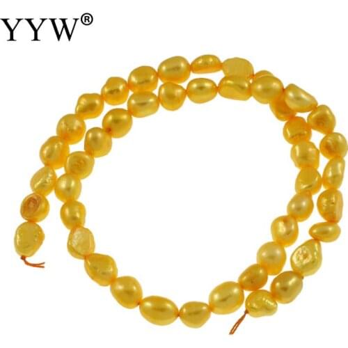 Yellow pearls cultured baroque freshwater pearl beads golden 7-8mm approx 0.8mm 15 inch for jewelry making diy necklace bracelet
