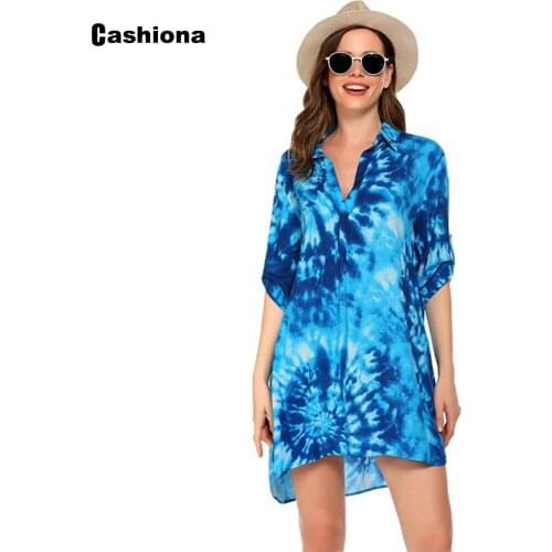 Cashiona Plus Size Women Casual Shirt Boho Flower Print Long Blouse 2021 Summer Chiffon Tops Clothing Ladies blusas Shirt Femme