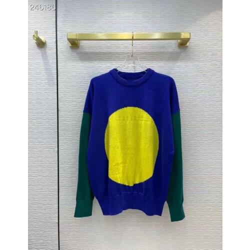 Runway Fashion Women Sweater 2021 High Quality Winter Long Sleeve Color Patchwork Knitted Pullover Sweater