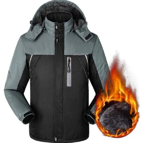 Winter Jacket Men Windbreaker Waterproof Thicken Fleece Warm Jackets Outwear Outdoorsports Overcoat 5XL Hood Military Jackets