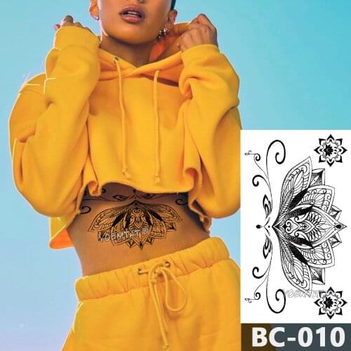 1 Sheet Chest Body Tattoo Temporary Waterproof Jewelry Mandala lace flower totem pattern Decal Waist Art Tattoo Sticke