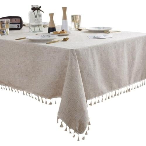 1pcs Rectangle Rustic Plain Color Tablecloth Table Overlays Wedding Banquet Dining Table Cover New Year Christmas Table Cloth
