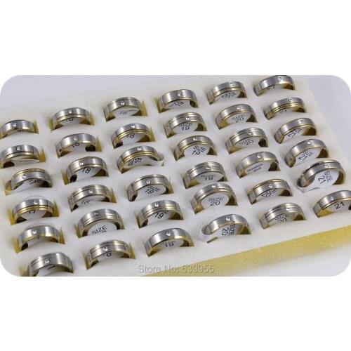 12x Crystal Rhinestone CZ Ring Mix Style Stainless Steel Rings Fashion Mens Womens Jewelry