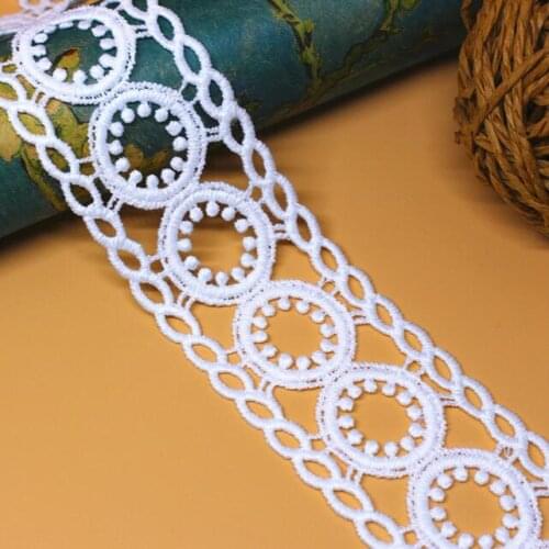 15yds Exquisite Milk Silk Water Soluble Embroidered Lace Trim Fabric Applique DIY Handmade Sewing Craft Wedding Lace Decoration