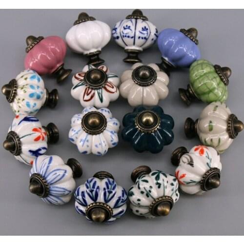 1x Hot Selling Pumpkins Knobs Ceramic Kitchen Cupboard Cabinet Wardrobe Baby Children Room Pull Drawer 33mm Porcelain Handle