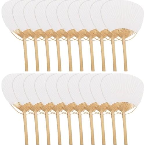 20pcs Pure white bamboo handle blank calligraphy painting blank group fan fan fan white fan