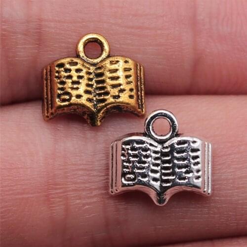 20pcs Charms Book 11mm 2 Colors Antique Silver Color Antique Gold Pendant Book Charms Jewelry Findings