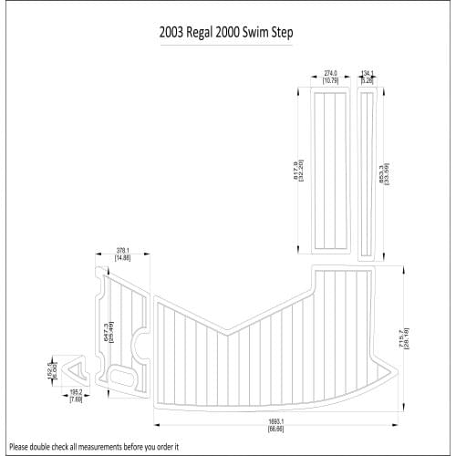 2003 Regal 2000 Swim Step Pad Boat EVA Teak Decking 1/4" 6mm