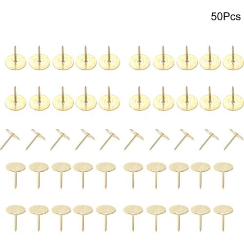 50pcs Antique Bronze/Gold Pins Metal Flat Head Nails Decorative Tacks Stud Wooden Box Case Furniture Nails Pushpin 15*19mm