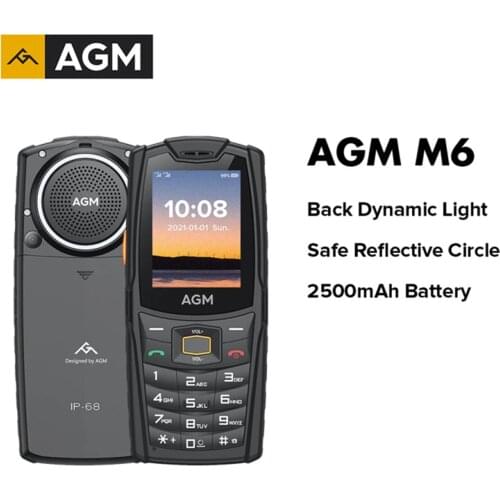 AGM M6 IP68 Waterproof Push-Button Cellphones 2.4 Inch 4G Mobile Phone 2500mAh Long Battery Life Rugged GSM Feature Phone