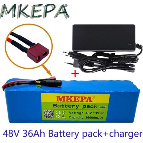 Large capacity 48V battery 48V 36ah 1000W 13s3p Li ion battery pack for 54.6V E-bike scooter with BMS + charger