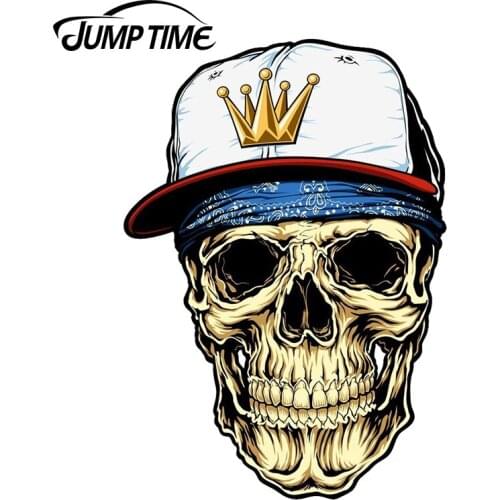 JumpTime 13cm x 8.4cm Skull Snap Back Car Vinyl Sticker Laptop Racing Drifting Decal Vinyl Rear Windshield Car Sticker