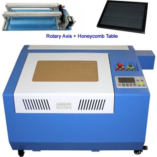Offline System 50W CO2 Laser Engraving Machine 3040 CNC Cutting 500mm/s with 4th Axis Honeycomb Table