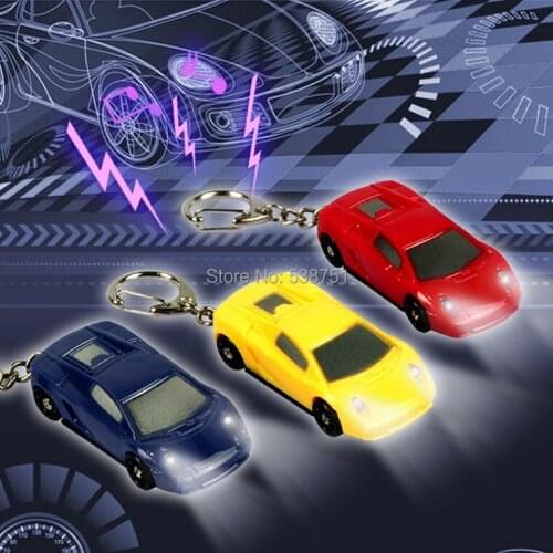 FREE SHIPPING by FEDEX 100pcs/lot LED Car Keychain 3D Car Keychain Sound Light LED Key Chain Creative Men Toy Keychain