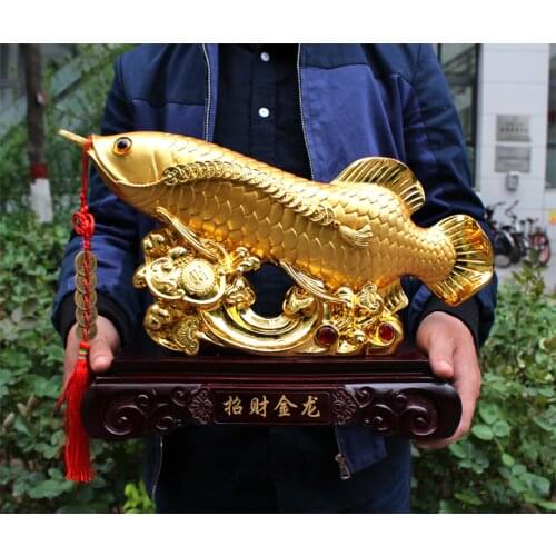 Large TOP COOL HOME OFFICE Company SHOP TOP Cool Talisman Money Drawing fortune Arowana Golden Fish FENG SHUI Decorative statue