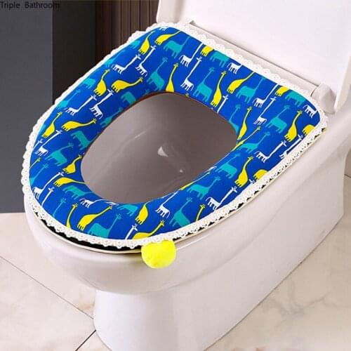 With Zipper Toilet Seat Cover Cartoons Lovely Universal Bathroom Summer Washable Waterproof WC Mat Seat Toilet Accessories