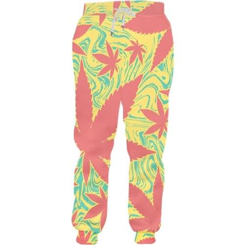 IFPD Weed Loose Plus Size Long Pants Mens Cool Printed Colorful Maple Leaf 3D Sweatpants Man Hiphop Joggers Pants