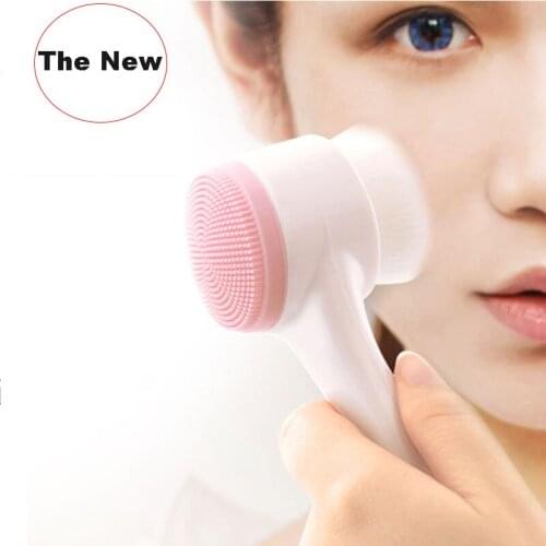 Double-sided silica gel cleansing brush soft fiber cleansing brush portable facial massage skin care tool Facial cleansing