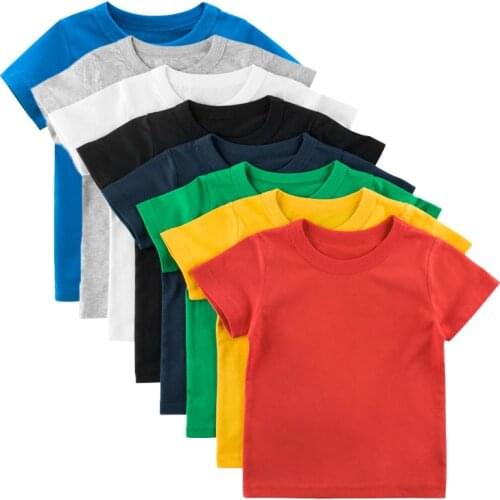 INPEPNOW 2020 Summer short Sleeve Girls Tops Solid ChildrenS T-Shirt For Boys T Shirt 100% Cotton kids Clothes Camisetas Dx002