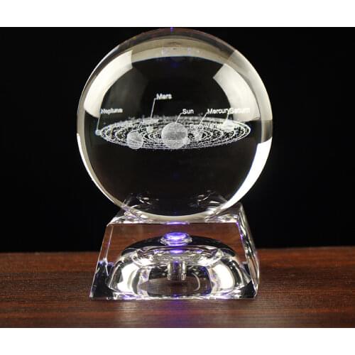 Crystal 3D Moon Model Glass Ball Laser Engraving Global Home Decor Office Fengshui Paperweight Birthday Gift