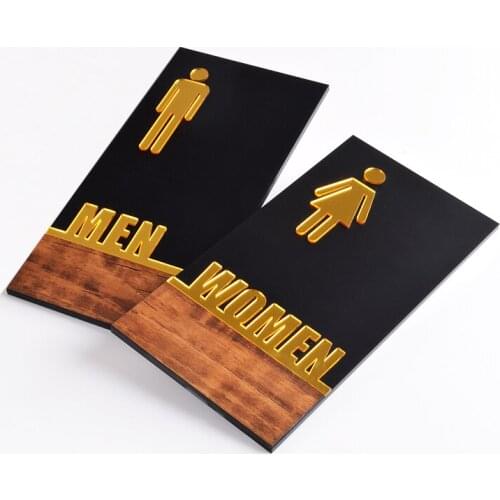 Custom Made Quality Door Plate Sign Plate Indicator for Toilet Rest Room Washroom Acrylic Creative Design Women Man 3D 12 x 24cm