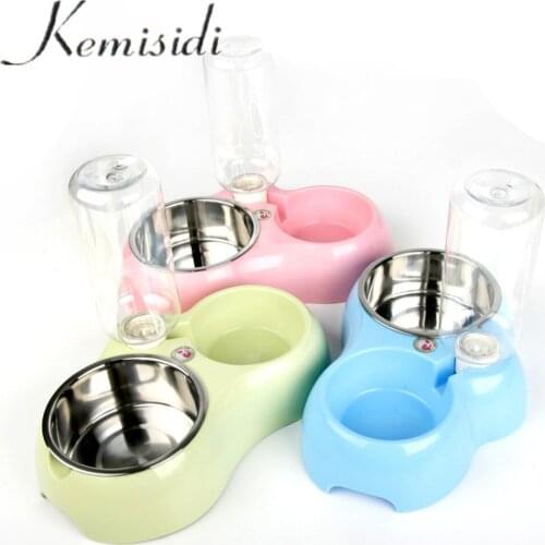 KEMISIDI Double Bowl Birdbath Pet Drinking Fountain Cat Dogs Water Bowls Waterproof Basin Three Colors Pet Dog Food Feeders