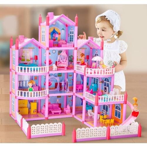 Diy Dollhouse Miniature Model Building Kits Barbie House Large Doll House Furniture For Dolls Toys For Children Birthday Gifts