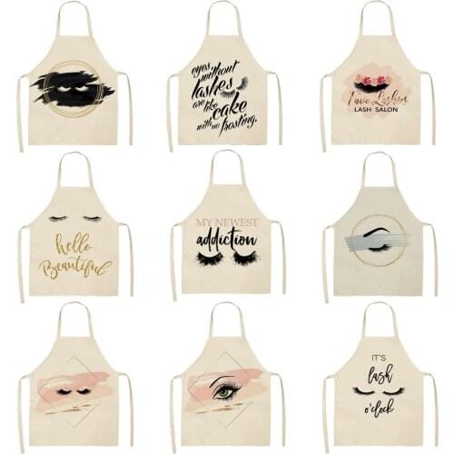 Beauty Salon Linen Eyelash Extension Theme Apron Print Cooking Party Kitchen Funny Pinafore Makeup Tool Private Logo