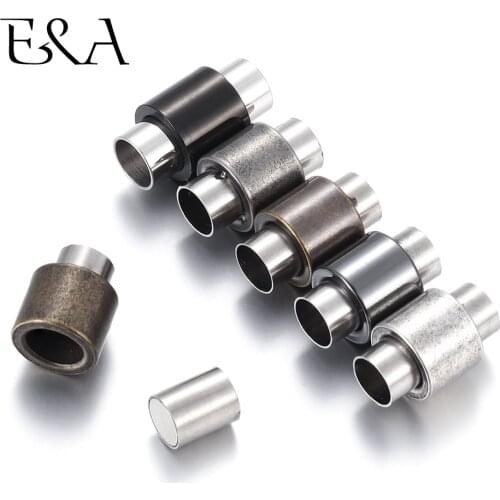 Stainless Steel Magnetic Clasps Column Hole 6mm Leather Cord Clasp Bracelet Magnet Buckle DIY Supply Jewelry Making Accessories