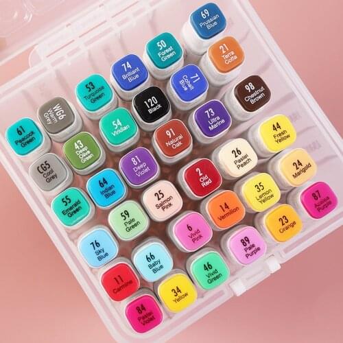 Art Markers 36/48/60 Sketching Marker Pen Double Tips Brush Alcoholic Colored Pens For Artist Manga Markers Art Supplies School