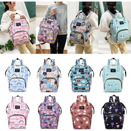 Fashion Mummy Maternity Diaper Bag Women Rainbow Ballon Cats Printing Large Capacity Handbags Nappy Nursing Bags for Baby Care