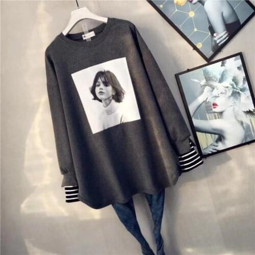 New Fashion Big Large Plus Size Casual Autumn Clothes Tops Women Long Sleeve Hoodies For Teen Girls Lady Long Hole Hoody Sweater