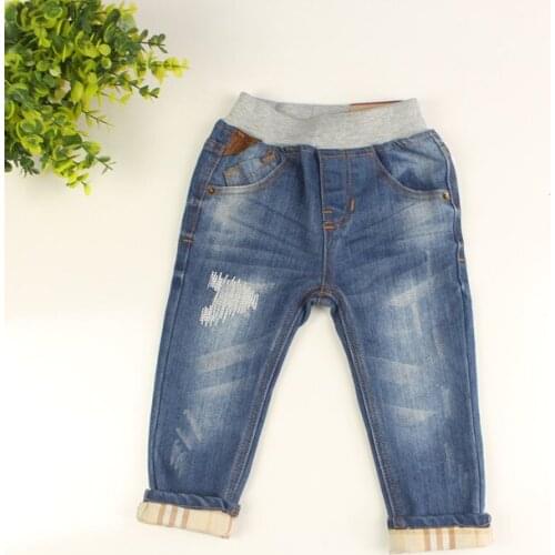 New Arrival Baby Boys Fashion Denim Jeans Boys Spring Autumn Long Pants High Quality Jeans Kids Plaid-leg Trousers