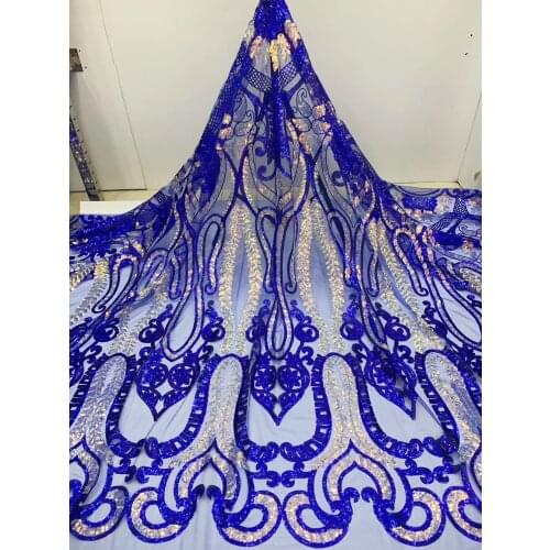 New Arrival Nigerian Sequins Lace fabrics High Quality French Tulle Lace Fabric fashion African Net Lace Handmade Sequins 5Yards