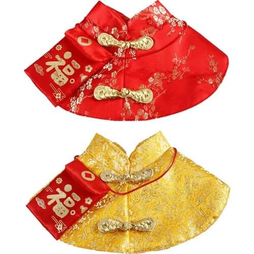 Pet Cat New Year Cloak Clothes Party Costume Chinese Tang Dynasty Dress Festival Cloak with Red Envelope for Puppy Clothing