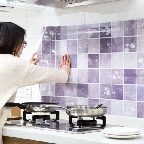 Wallpapers Youman Self-adhesive PVC Anti-oil Stickers Kitchen High-temperature Tile Stove Waterproof Paste Stickers Wallpaper