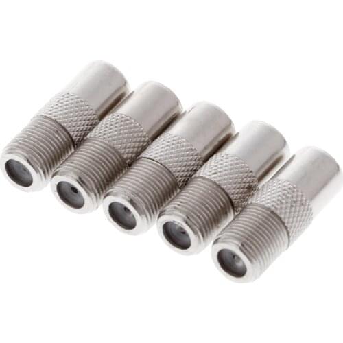 OOTDTY 5 Pcs RF Coax Straight Connector F Female to RF Male TV Antenna Adapter