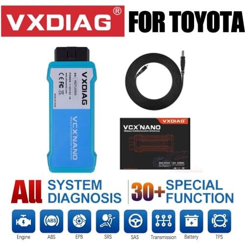 Original VXDIAG VCX NANO for TOYOTA OBD2 ALL System Diagnistic TIS Techstream V15.00.026 Compatible with SAE J2534 Scan Tool
