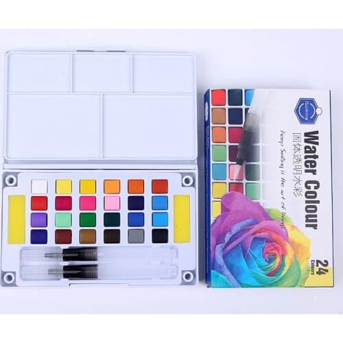Transparent solid watercolor paint set 12/18/24/36 color student painting art supplies