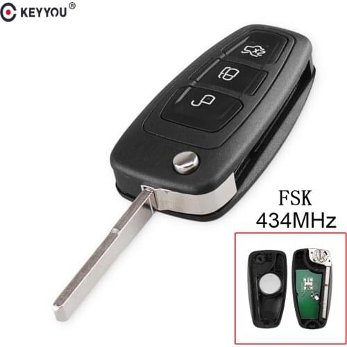 KEYYOU 3 Buttons Filp Car Remote Control Key 434Mhz FSK for Ford Mondeo Focus C-Max S-Max 2011 2012 2013 2014
