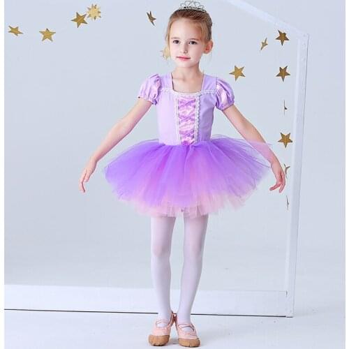 Ballet Dress Dance Dress Tutu Dress For Girls Snow Queen Short Sleeves Tulle Dance Wear Examination Fluffy Practice Costume