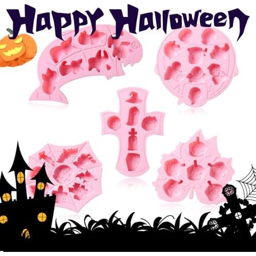 Halloween Mid-Yuan Festival Silicone Cake Mold Holiday Bat Pumpkin Mold DIY Candy Chocolate Handmade Soap Baking Mold