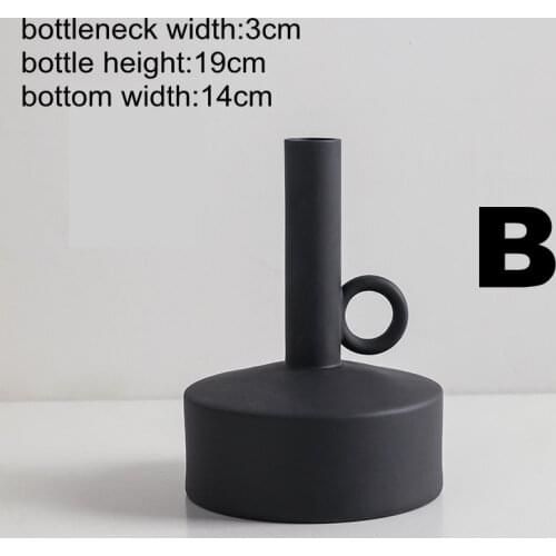 Nordic Indoor Drawing Room Desktop Floral Organ Vase Ceramic Ikebana Flower Bottle Geometric Art Pot Villa Show Decoration B