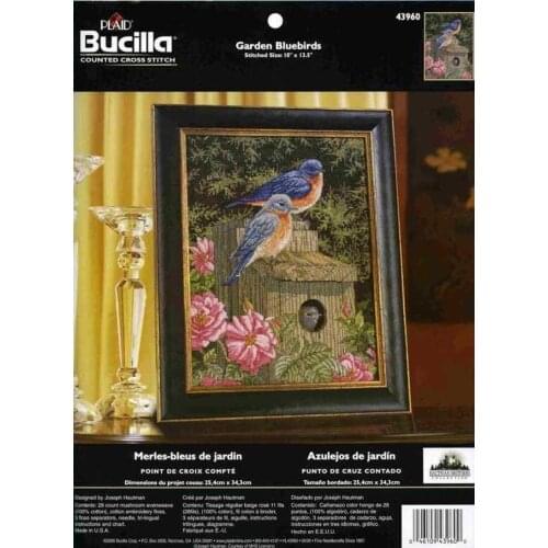 Top Manufacturer Embroidery Two Blue Jays Cross Stitch Pattern Nature with 100% Cotton Flosses & Free Shipping for Wall Decor