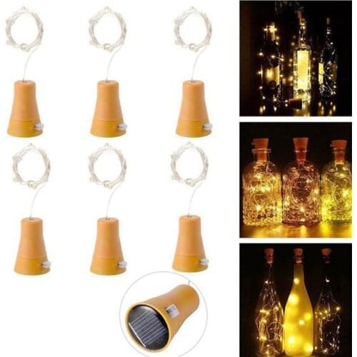 Solar Led Light Outdoor 2m 20 Led Copper Wire Garland Led Lights Wine Bottle Cork Fairy Lights Wedding Christmas String Light